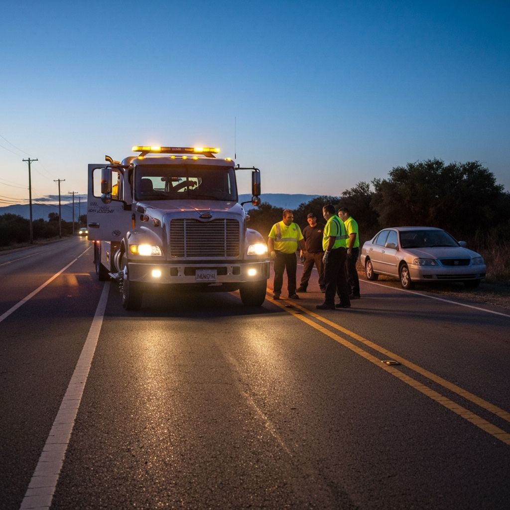 tow truck near me arriving at breakdown scene