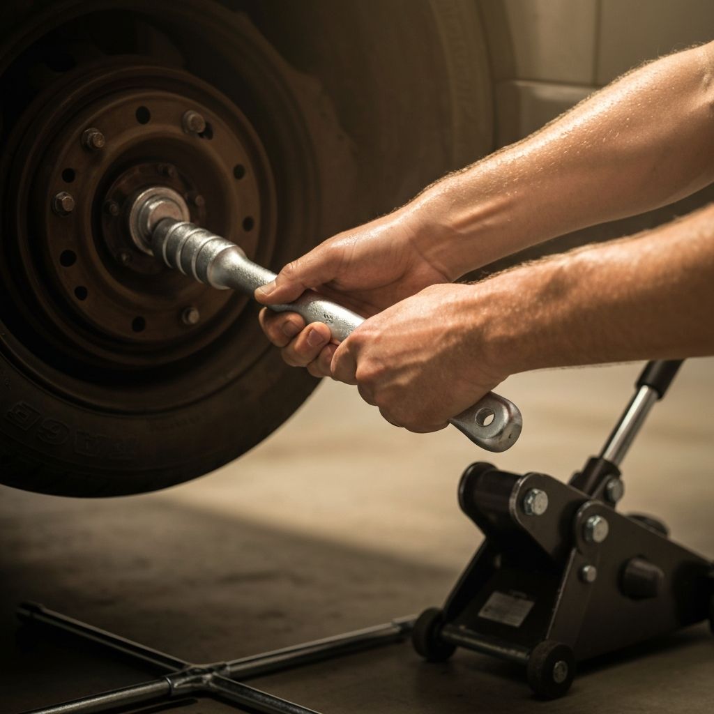 tire change near me - close-up of tire tools